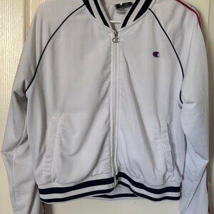Champion LIFE Women Track Jacket White Size L Bomber Varsity 90s Y2K Cool